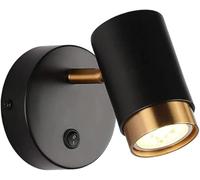 LED Spotlight, Socket Wall with Switch, Degrees Adjustable Monopoint Spot Lights - Wall Mounted Reading Lamp for Bedroom Hotel Bedside (Black)