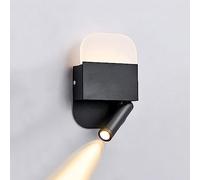 LED Spotlight, Square LED Wall Sconce Black Wall Mount Reading Light Rotating Bedside Reading with On off, 2-Light Up Down Wall Lamp for Bedroom Bed Side Hallway 3000K 3W+3W