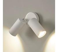 LED Spotlight, White Wall Sconce Adjustable Headboard Reading 2 Light Creative Aluminum Hardwired Wall Light 10W Rotatable Bedside Reading Lamp