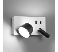 LED Spotlight, White360° Rotatable Bedside Wall Sconce 3 Places Luminous LED Wall Lamp with 2 Switch, Adjustable Reading 7W+3W Aluminum Wall Light Fixture