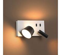 LED Spotlight, White360° Rotatable Bedside Wall Sconce 3 Places Luminous LED Wall Lamp with 2 Switch, Adjustable Reading 7W+3W Aluminum Wall Light Fixture