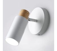 LED Spotlight, Wooden Bedside Wall Sconce Wrought Iron Body Wall Light Bedroom, 5W LED Rotating Adjustable Wall Lamp Sconces Lights for Living Room, Dining Room, Hallway