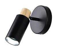 LED Spotlight, Wooden Bedside Wall Sconce Wrought Iron Body Wall Light Bedroom, 5W LED Rotating Adjustable Wall Lamp Sconces Lights for Living Room, Dining Room, Hallway