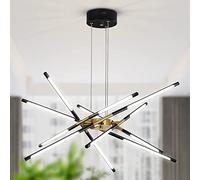 LED Sputnik Chandelier,Black/Gold Industrial Pendant Light Fixture,Indoor Hanging Ceiling Lighting with 12 Heads for Living Room,Dining Room,Kitchen,Bedroom