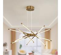 LED Sputnik Chandelier,Black/Gold Industrial Pendant Light Fixture,Indoor Hanging Ceiling Lighting with 12 Heads for Living Room,Dining Room,Kitchen,Bedroom
