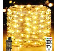 Led Stringa Luci, 23M 200 LEDs Lucine led Decorative 8 Modalità Impermeabile con EU Spina, Telecomando, Timer e Dimmer per Interni e Esterni, Natale, Halloween, Matrimonio (1 Pezzi, Bianco Caldo)