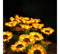 LED Sunflower Garden Lights,Three Heads Solar Power Sunflowers Lamp,Sunny Flowers Auto On/Off Waterproof Decorative Lights For Garden,Patio