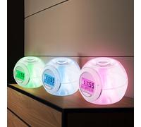 Sveglia display LED digitale con data temperatura cambio colore RGB con 6 toni naturali, plastica trasparente, H 8,5 cm, set da 3