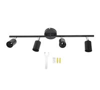 LED Track Lighting 4 Head 60W | Adjustable Angle Ceiling Fixtures for Bedroom/Kitchen/Living Room | Matte Black Modern Fixture with 330° Rotation