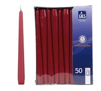 LED Universum - Set di 50 candele a bastoncino bordeaux | altezza 24,5 cm, diametro 2,2 cm | durata circa 7 ore | decorazione da tavolo per matrimoni, Natale, feste, feste