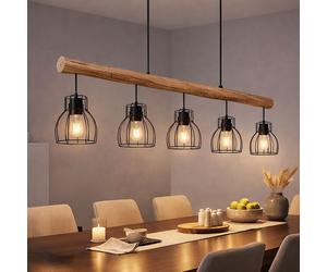 LED Vintage Coprire Lampada a Sospensione Travi Legno Luce Sala Pranzo Filamento