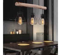 LED Vintage Pendolo Coprire Lampada Legno Fascio Retrò Filamento Gabbia Appesa [EEK: E]