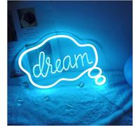 LED Wall Decor Luce Insegna Neon con Interruttore Dimmerabile|Pannello Acrilico Insegna al Neon A Forma di Nuvola |Luce Notturna Alimentata Tramite USB per Caffetteria D, Blue (B)-Dream