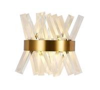 LED Wall Light, K5 Crystal, Gold Finish Wall Sconce Indoor Stainless Steel LED Lamps Lighting Flush Mount for Living Room Dining Room Bedroom
