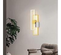 LED Wall Light, LED Wall Sconce Gold Dimmable up Down Linear Fixture Geometry Black White Bedside Wall Mounted Lamp for Bedroom Hallway Living Room/