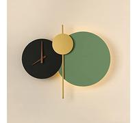 Led Wall Light Round Clock Creative Wall Lamp for Living Room Hallway Art Sconce Indoor Decor Light Fixtures (Color : (Green+Black+Gold))