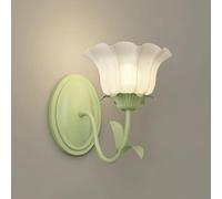 LED Wall Light, Sconce Flower for Bedroom Green Wall Sconce with Frosted Glass Indoor Wall Mounted Lamp for Girl Bedroom Living Room Porch Hallway/Flowe