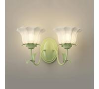 LED Wall Light, Sconce Flower for Bedroom Green Wall Sconce with Frosted Glass Indoor Wall Mounted Lamp for Girl Bedroom Living Room Porch Hallway/Flowe