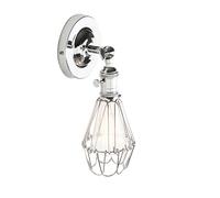 LED Wall Light, Vintage Retro Rustic Bird Cage Fittings Loft Bar Retro Sconce Lamp Fixture with 4.1 inch Metal Lampshade (Chrome)