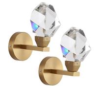 LED Wall Light, Wall Sconce Crystal Gold Metal, Wall Mounted Lamps for Bedroom Living Room Dining Room 1 Pack/2 Pack