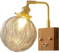 LED Wall Light, Wall Sconce Wall Mount Light Adjustable Bedside Vintage Globe Glass Headboard Lamps Indoor for Living Room Bedroom Study/A/A