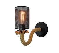 LED Wall Light, Wall Sconces Metal Cage Wall Candle Lamp Hemp Rope Base Vintage Lighting Fixture for Garage Gate Porch Hallway Decorat Retro Light (No)