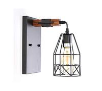 LED Wall Light, with Cage Shade Black Lamp Holder Retro Sconce Fixtures Lighting for Loft Bedroom Living Room Kitchen Dining Room Bar Cafe,1 Lights