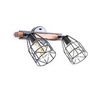 LED Wall Light, with Cage Shade Black Lamp Holder Retro Sconce Fixtures Lighting for Loft Bedroom Living Room Kitchen Dining Room Bar Cafe,2 Lights