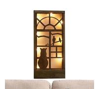 LED Window Decor, Wooden Wall Art Panel, Nature Theme Lighted Frame with Soft Glow Effect, Sturdy Decorative Board for Interior, Elegant Illuminated Design with Rustic Style, Room Accent for Office