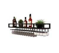 LED Wine Rack montato a parete, scaffale industriale in metallo appeso per bottiglie di liquore di vino, scaffale galleggiante Display Storage Organizer per bar di casa (colore: nero, dimens