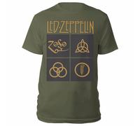 Led Zeppelin Ledzeppelin_Gold Symbols Square_Men_Green_TS: S T-Shirt, Nero (Black Black), Small Uomo