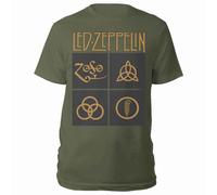 Led Zeppelin Gold Symbols In Black Square ufficiale Uomo maglietta unisex