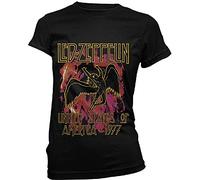 LED Zeppelin Ladies T-Shirt: Nero Flames (Nero) Size M