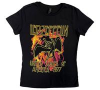 LED Zeppelin Ladies T-Shirt: Nero Flames (Nero) Size M