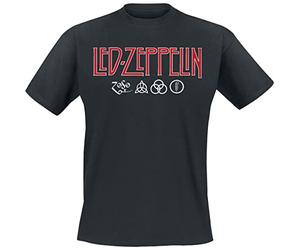 LED Zeppelin Ledzeppelin_Logo & Symbols_Men_bl_TS: M, T-Shirt Uomo, Nero (Black Black), Medium