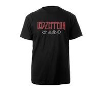 LED Zeppelin Logo & Symbols Uomo T-Shirt Nero 100% Cotone Regular