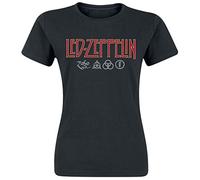 Led Zeppelin Logo & Symbols Maglia Donna Nero XL