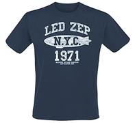 Led Zeppelin NYC 1971 Uomo T-Shirt Blu L 100% Cotone Regular