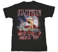 Led Zeppelin 'Stars N' Stripes USA '77' (Nero) T-Shirt - NUOVO E UFFICIALE