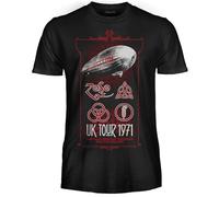 Led Zeppelin T-Shirt UK Tour 1971. Maglietta Ufficiale. Band Rock. Maglia Unisex Adulto Ragazzo. (S)
