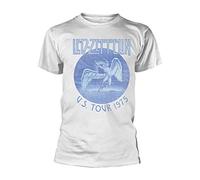 Led Zeppelin Tour 75 Uomo T-Shirt Bianco S 100% Cotone Regular