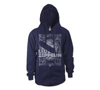 LED ZEPPELIN - VINTAGE PRINT LZ1 BLUE Hooded Sweatshirt with Zip Small