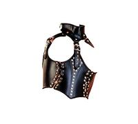 Leda Pol 5580 Harness Pelle Corsage aperto con collare, effetto metallo
