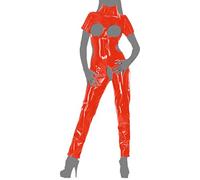 Leda Pol kurzaermeliger di tuta Catsuit busenfrei aperta con ZIP