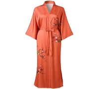 Ledamon Donna Plus Size Kimono Robe Lungo per le Donne - Borsa Floreale Accappatoio Camicia da Notte, Colore: arancione., Taglia unica
