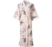 Ledamon Donna Plus Size Kimono Robe Lungo per le Donne - Borsa Floreale Accappatoio Camicia da Notte, Rosa chiaro., Taglia unica