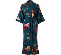 Ledamon Donna Plus Size Kimono Robe Lungo per le Donne - Borsa Floreale Accappatoio Camicia da Notte, verde scuro, Taglia unica
