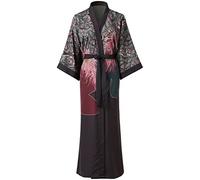 Ledamon Kimono lungo Robe - Accappatoio classico floreale camicia da notte, Piuma di pavone., taglia unica