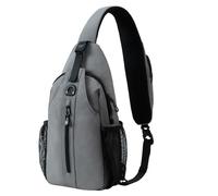 LEDAOU Borsa a tracolla sul petto antifurto, impermeabile con foro per cuffie - Leggero e regolabile Crossbody Sling Bag Unisex per uomo donna città, viaggio fitness, Cemento cenere