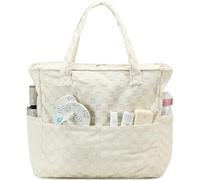 LEDAOU Grande borsa da spiaggia con cerniera da donna, impermeabile, borsa a tracolla, borsa shopper con chiusura lampo, borsa da viaggio per piscina fitness, Spugna beige a quadri
